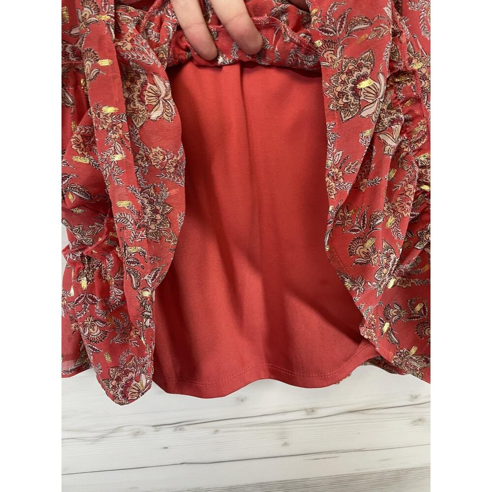 City Studio Juniors Red Floral Wrap Puff Sleeve Boho Sundress 2539-VG5A M - Picture 4 of 12